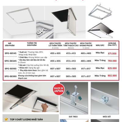 Nắp cửa thăm trần thạch cao ZAVAK SPG-68145/ 45x45cm/ màu bạc