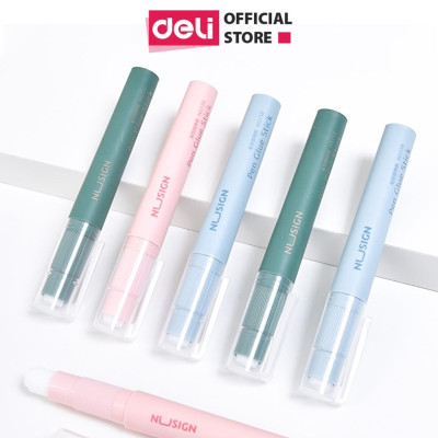 Hồ keo khô dạng bút Deli - Hồng/Xanh dương - 1 chiếc - Keo trong suốt, bám dính - Màu sắc trang nhã