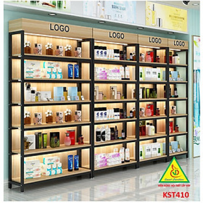 Kệ trưng bày sản phẩm, hàng hóa , kệ trang trí khung sắt mặt gỗ KST410 - Nội thất lắp ráp Viễn Đông Adv