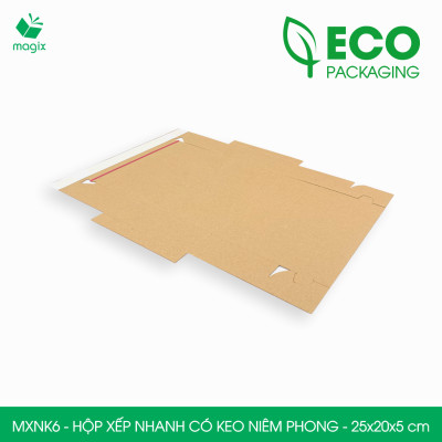 MXNK6 - 25x20x5 cm - 20 hộp carton đóng hàng xếp nhanh có keo niêm phong - Hộp gói hàng, hộp quà