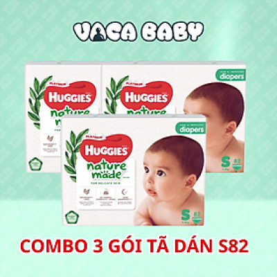 Combo 3 gói tã dán Huggies Nature Made size S82 miếng