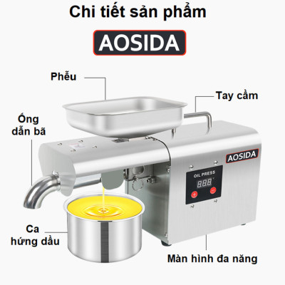 Máy ép dầu ăn thực vật nóng và lạnh dùng trong gia đình thương hiệu Anh Quốc cao cấp AOSIDA 999A - Công suất 1000W - Hàng nhập khẩu