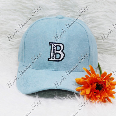  Nón kết nhung thêu chữ B nhung mịn thời trang dành cho cả nam và nữ, có đuôi tăng giảm size