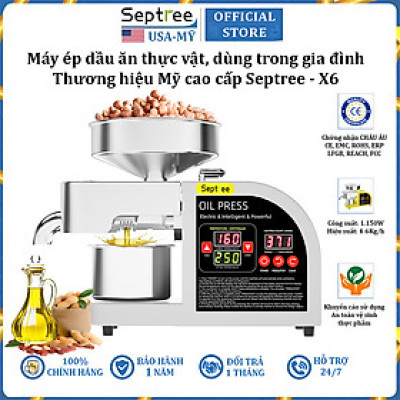 Máy ép dầu ăn thực vật dùng trong gia đình thương hiệu Mỹ cao cấp Septree X6 - Công suất 1150W - Hàng chính hãng (BH 1 NĂM)