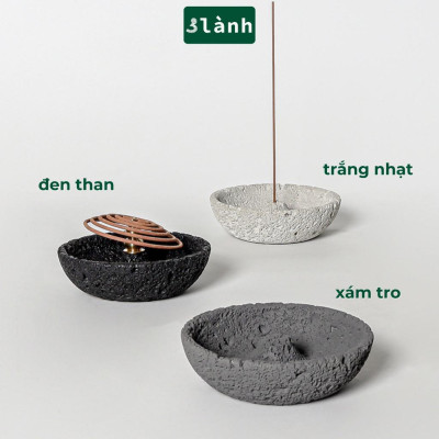 Đế Hứng Nhang Trầm Hương 3 Lành Bằng Đá Rộng Miệng Phong Cách Thiền Nhật Trang Trí Nhà Bàn Thờ Thiền