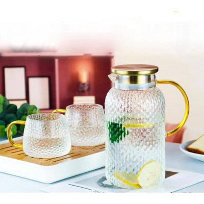 Bình đựng nước uống thủy tinh cao cấp vân sần dáng thẳng