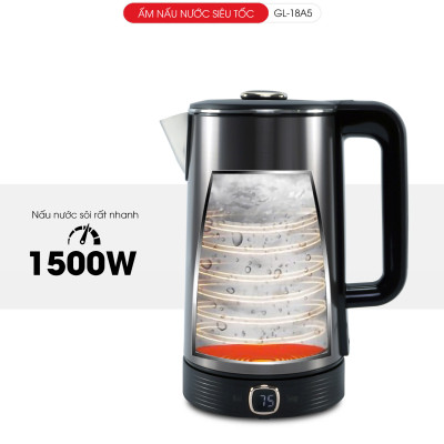 Ấm Siêu Tốc Gali GL-18A5 1.8 Lít. Thiết kế 2 Lớp, chức năng Cảm Ứng Chỉnh Nhiệt Độ. Hàng chính hãng bảo hành 24 tháng
