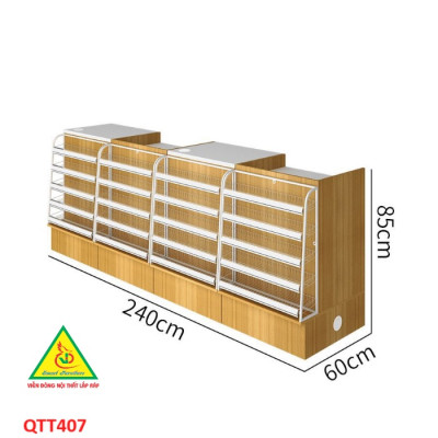 Bàn tính tiền siêu thị , Bàn thu ngân thiết kế tiện lợi QTT407 - Nội thất lắp ráp Viễn Đông Adv