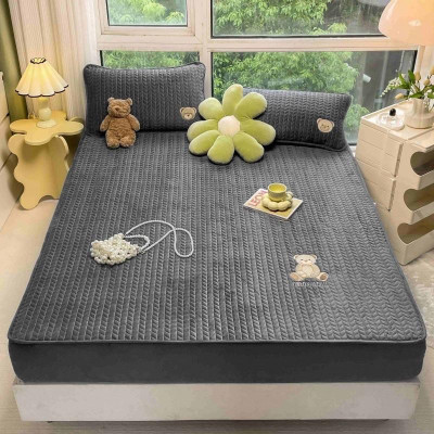 Set ga gối nỉ gấu trần xương cá mềm mịn bọc nệm dưới 30cm