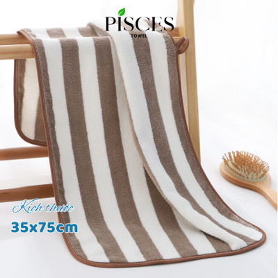 Khăn Mặt PISCES TOWEL 35x75cm Họa Tiết Sọc Cotton Mềm Mại, Khăn Spa Yoga Gym Thể Thao Thấm Hút Mồ Hôi