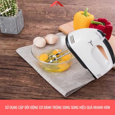 Máy Đánh Trứng Cầm Tay 7 Tốc Độ Công Suất Lớn Tặng Kèm 4 Que Đánh Cao Cấp Thép Không Gỉ - Hàng Chính Hãng - Hàng Nhập Khẩu