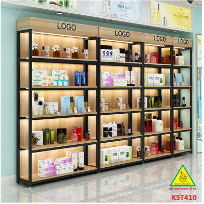 Kệ trưng bày sản phẩm, hàng hóa , kệ trang trí khung sắt mặt gỗ KST410 - Nội thất lắp ráp Viễn Đông Adv