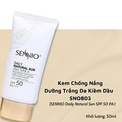 Kem chống nắng kiềm dầu Sennio Daily Natural Cream SPF 50 PA+++ dưỡng trắng da phù hợp cho da dầu mụn 50ml SNO 803