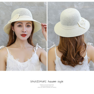 Nón mũ rộng vành nơ đính ngọc trai nhân tạo