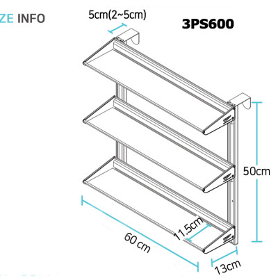 Kệ để đồ thông minh 3 tầng trên vách ngăn Wellex 3PS600
