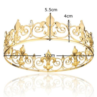 Vương miện nam mẫu tròn màu vàng cao 5cm