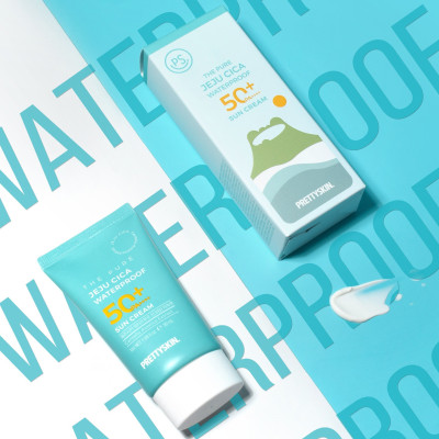 Kem chống nắng rau má nâng tông kháng nước, lấu trôi -  Pretty Skin The pure jeju cica Waterproof Sun Cream