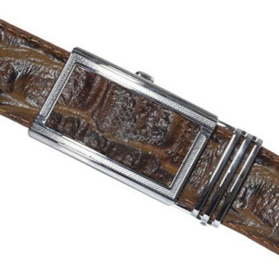 Thắt Lưng Nam Vân Cá Sấu Huy Hoàng HT4118 (120 x 3.5 cm) - Nâu