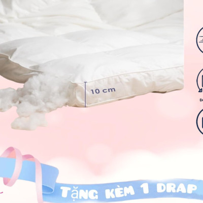 Topper khách sạn 5 sao – Nệm Topper bông Microfiber cao cấp – Tấm làm mềm nệm  - Topper lông vũ nhân tạo