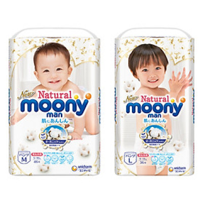[Combo 2 Bịch Liền Size] - Tã Bỉm Moony Natural Bông Organic