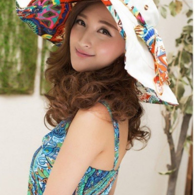 Mũ đi biển nón rộng vành đội 2 mặt vải kaki chống nắng UV gấp gon thời trang Hàn Quốc dona240501