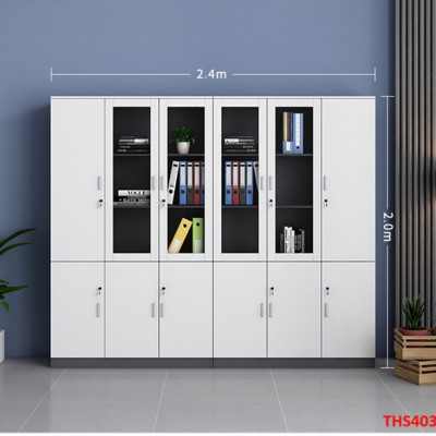 Tủ hồ sơ, tủ tài liệu, tủ văn phòng gỗ MDF cánh kính THS403 - Nội thất lắp ráp Viễn Đông adv
