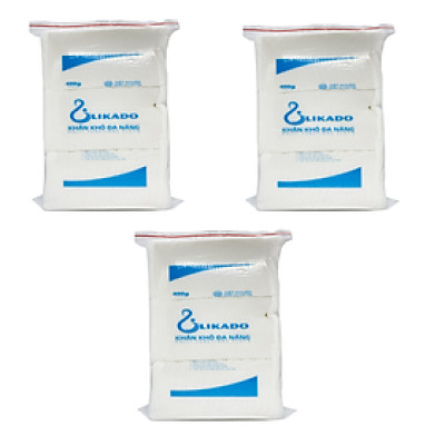 3 Bịch Khăn vải khô đa năng LIKADO 400g Mẫu Mới (15 x 20cm)