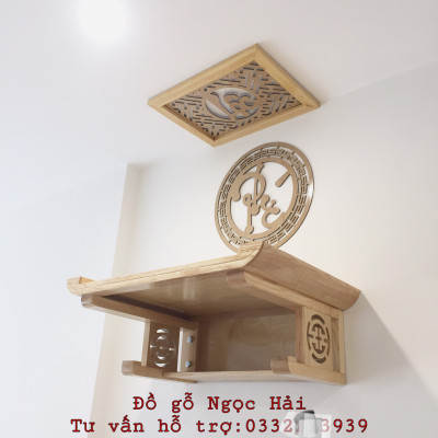 Bộ bàn thờ chung cư +ám khói +chữ phúc hay chữ thọ ..bằng gỗ sồi nga