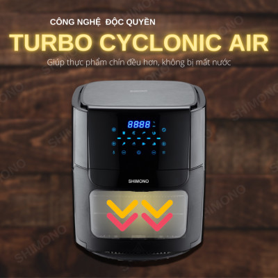 Nồi Chiên Không Dầu SHIMONO SM-AF1086T 10L 1800W Cao Cấp Tiêu Chuẩn FDA Hoa Kỳ, LFGB Đức Tặng Kèm Trọn Bộ 9 Phụ Kiện Hàng Chính Hãng