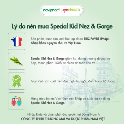 TPBVSK Special Kid Nez et Gorge - Hỗ trợ giảm viêm họng, viêm phế quản, Giúp thông mũi, giảm ho, bớt lo viêm họng (125ml)[Siro – Nhập khẩu Pháp]