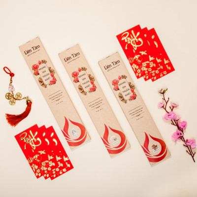 Nhang Sen Hương Xưa Liên Tâm 38cm 90 cây - Ít khói, 100% Từ Quế Hồi thiên nhiên