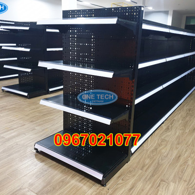 Kệ siêu thị đôi tôn đục lỗ C1500xD1200xR750x4 tầng