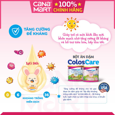 Bột ăn dặm tốt cho bé Nutricare Coloscare Bò - Đậu Hà lan - Ngô ngọt, sữa non IgG 24h (200g)