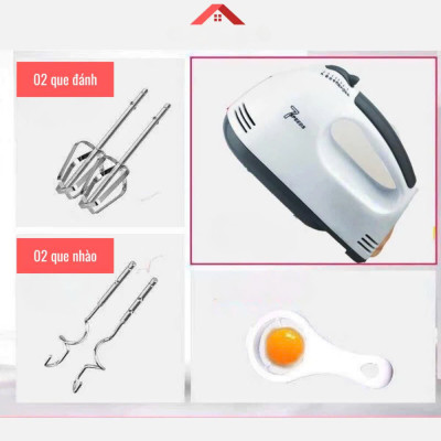 Máy Đánh Trứng Cầm Tay 7 Tốc Độ Công Suất Lớn Tặng Kèm 4 Que Đánh Cao Cấp Thép Không Gỉ - Hàng Chính Hãng - Hàng Nhập Khẩu