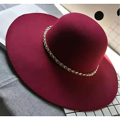 Nón mũ nỉ rộng vành fedora nữ đai kim loại kết hạt sang trọng Hàng nhập Chất liệu nỉ dona23280501