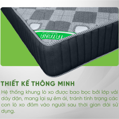 Nệm lò xo liên kết Tatana Liza-Độ cao 25cm-Bảo hành 6 năm