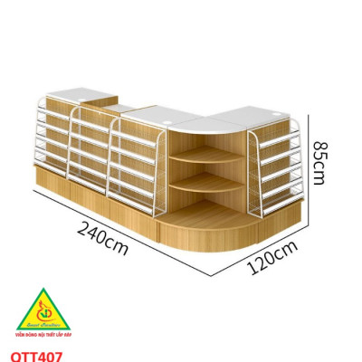Bàn tính tiền siêu thị , Bàn thu ngân thiết kế tiện lợi QTT407 - Nội thất lắp ráp Viễn Đông Adv