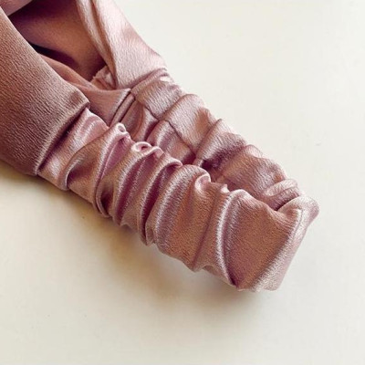 Băng đô turban nữ TB01B bản to phối màu nâu nhạt hồng nhạt