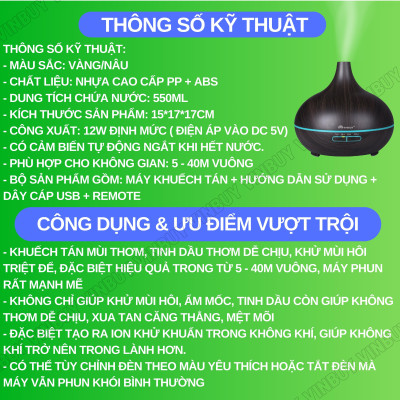Máy phun sương tạo độ ẩm không khí dung tích lớn 550ml - cấp ẩm cho da, phòng điều hòa, khuếch tán tinh dầu - Chĩnh Hãng - VinBuy
