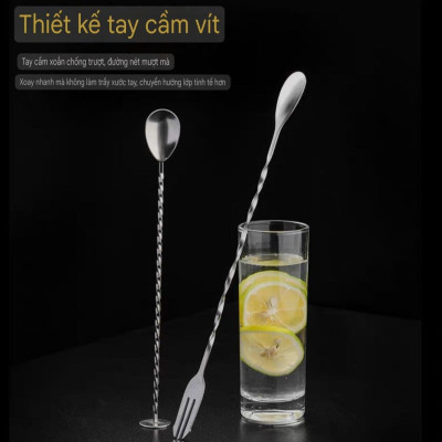 Thìa khuấy quầy pha chế quầy bar nhiều mẫu & size thìa - thanh 2 đầu 32cm - thìa thanh 2 đầu 26cm - thìa giọt nước 30cm - thìa hình chứ D 28cm