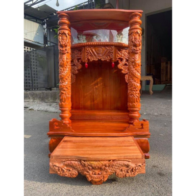 bàn thờ ông địa xoan hộp đèn , bàn thờ gỗ giá rẻ , bàn thờ thần tài ông địa 61 x 98cm, bàn thờ ông địa