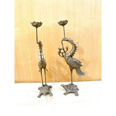 ĐÔI HẠC CAO 44 x 16 CM NẶNG 3 KG CHẤT LIỆU BẰNG ĐỒNG