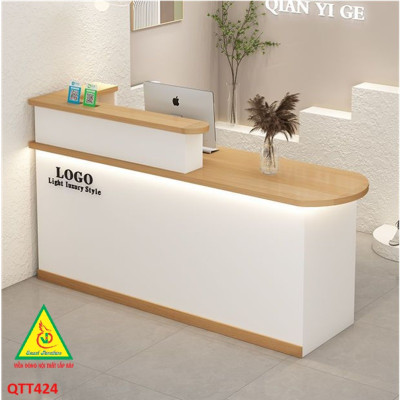 QUẦY LỄ TÂN, QUẦY TIẾP TÂN, QUẦY TÍNH TIỀN, QUẦY THU NGÂN QTT424 ( BÀN KHÔNG ĐÈN)- Nội thất lắp ráp Viễn Đông Adv