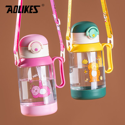 Bình Nước Nhựa Hình Hoạt Hình Dễ Thương AOLIKES TY907 - Dung Tích 500ml - Có Quai Đeo & Ống Hút