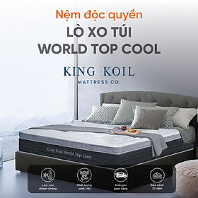Nệm lò xo King Koil World Top Cool_Sử dụng công nghệ Thêu Tên hoặc Thông Điệp_Độ dày 32cm
