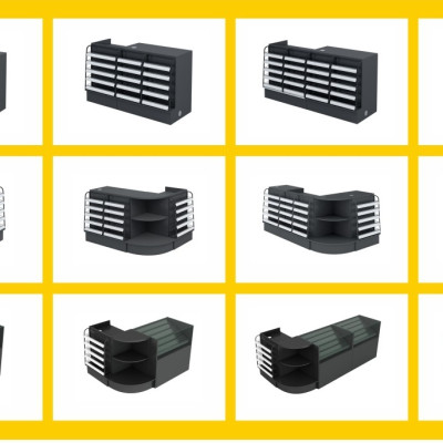 Bàn tính tiền siêu thị , Bàn thu ngân thiết kế tiện lợi QTT404 - Nội thất lắp ráp Viễn Đông Adv