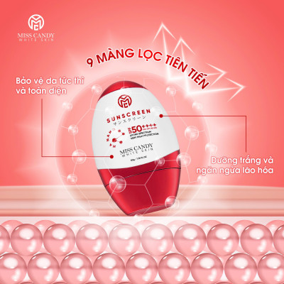 Kem Chống Nắng Song Kháng Nhật Bản MISS CANDY SUNSCREEN HA NANO SPF 50,PA ++++ 50g, Chống Nước, Chống UVA/UVB, Chống Ánh Sáng Xanh & Tia Hồng Ngoại,Bảo Vệ Da Lên Đến 8 Tiếng - PHỤNG BEAUTY