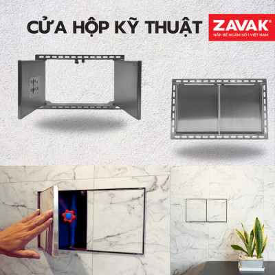 Nắp Cửa Thăm Hộp Kỹ Thuật Gắn Âm Tường ZAVAK AWD-200x350 Cửa Che Van Cấp Nước, Cửa Kỹ Thuật Bồn Tắm Inox