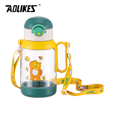 Bình Nước Nhựa Hình Hoạt Hình Dễ Thương AOLIKES TY907 - Dung Tích 500ml - Có Quai Đeo & Ống Hút