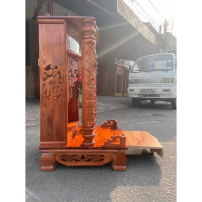 bàn thờ ông địa xoan hộp đèn , bàn thờ gỗ giá rẻ , bàn thờ thần tài ông địa 61 x 98cm, bàn thờ ông địa